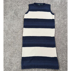 Lauren Ralph Lauren Womens Striped Sweater Linen Cotton Sleeveless Dress Size XS